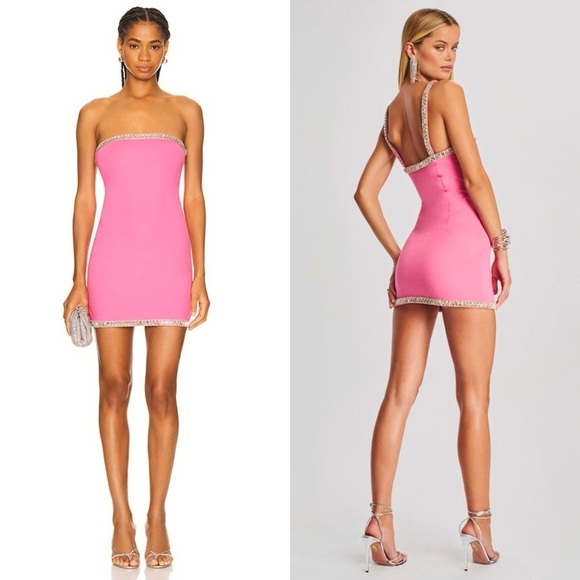 NWT RETROFETE Hand Stitched Crystal Embellished Square Neck Mini Slip Dress XXL - Picture 2 of 11